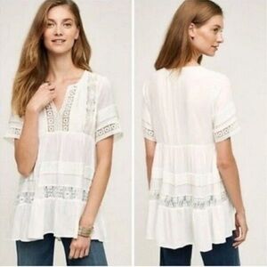 Maeve White Tiered Lace Tunic